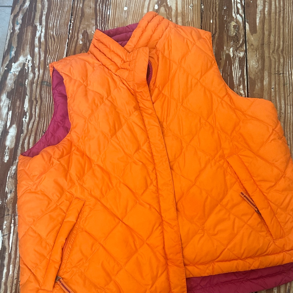 Reversible Orange / Pink Quilted Down Vest
